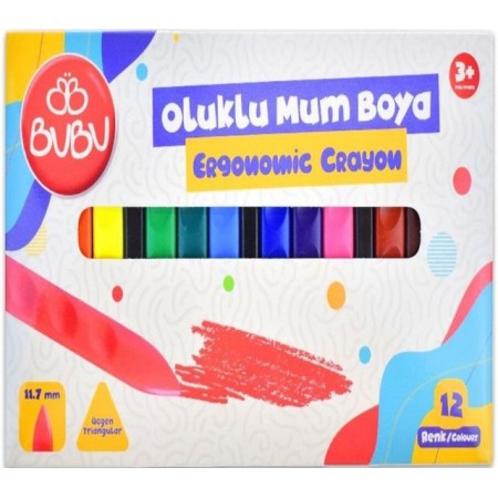 Bu-Bu Oluklu Crayon 12 Renk