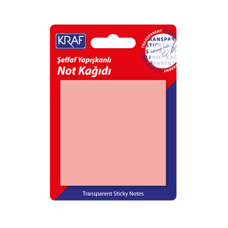 Kraf Yapışkanlı Not Kağıdı 76X76 50 Yp. Şeffaf Pembe .