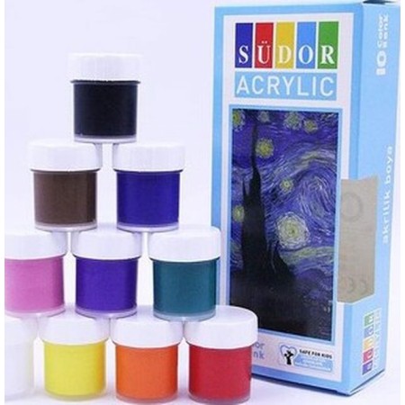Südor Akrilik Boya Şişe Su Bazlı 20 ML 10 Renk SD122
