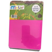 Mcolor A5 Plastik Kapak Bloknot Üstten Telli 80 yp Çizgili