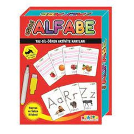  Zekice Eğitici Alfabe Kartları - Yaz Sil Öğren Aktivite Kartları