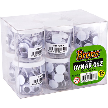 Brons Oynar Göz 12 mm Siyah-Beyaz BR-682