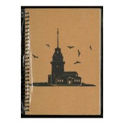 Paperart 17x24 Sert Kraft Kapak Çizgili Krem Yaprak Spiralli 100 Yp