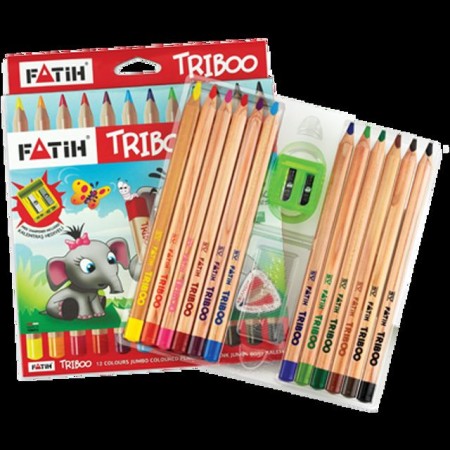Fatih Jumbo Trıboo Kalemtraşlı Boya Kalemi 12 Li 33426