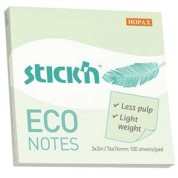 Hopax Stıckn Yapışkanlı Not Kağıdı 100 YP 76x76 Eco Pastel Yeşil 