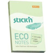 Hopax Stıckn Yapışkanlı Not Kağıdı 100 YP 76x51 Eco Patel Yeşil