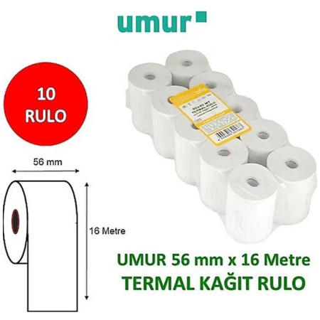 Umur Yazar Kasa Rulosu Termal Poşetli 56x16 Mt