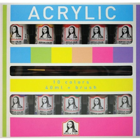 Mona Lisa Akrilik 10 Renk x 40 ML/Fırça Set ML122