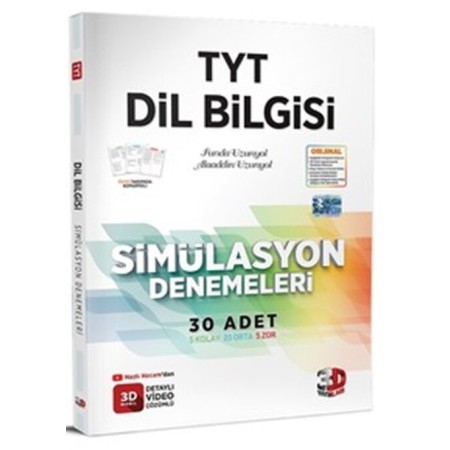 3D Yayınları TYT Dil Bilgisi Simülasyon Denemeleri Detaylı Video Çözümlü
