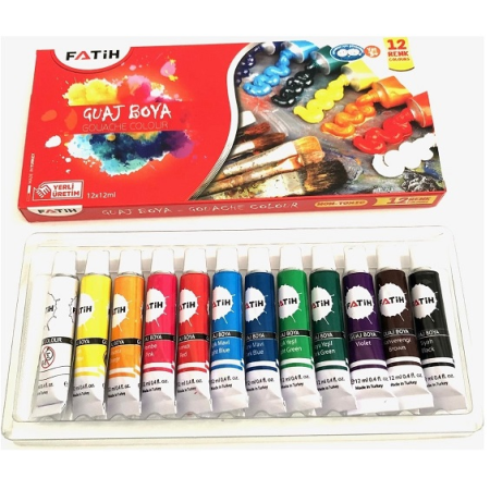 Fatih Guaj Boya Tüplü 12 Renk 12 ML 50521