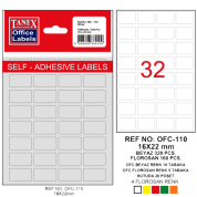 Tanex Ofis Etiketi Poşetli 16x22 MM Beyaz OFC-110