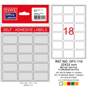 Tanex Ofis Etiketi Poşetli 22x32 MM Beyaz OFC-116