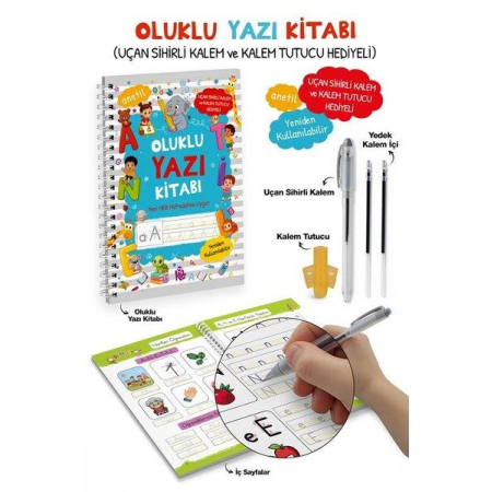 Oluklu Yazı Kitabı Anetil - Uçan Sihirli Kalem Ve Kalem Tutucu Hediyeli 3+ Yaş