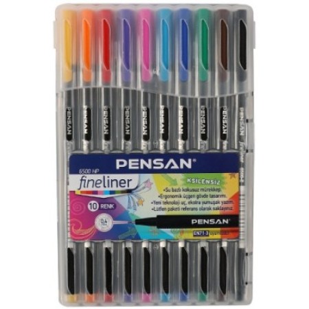 Pensan Fineliner 6500 10 Renk Plastik Kutulu Pensan Fineliner 6500 10 Renk Plastik Kutulu