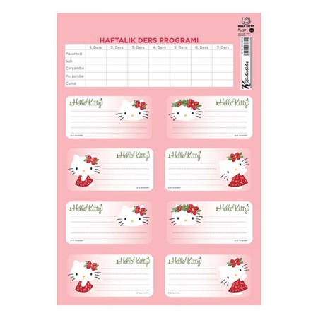 Keskin Color 220130-08 hello kitty ders programlı okul etiketi 3'lü