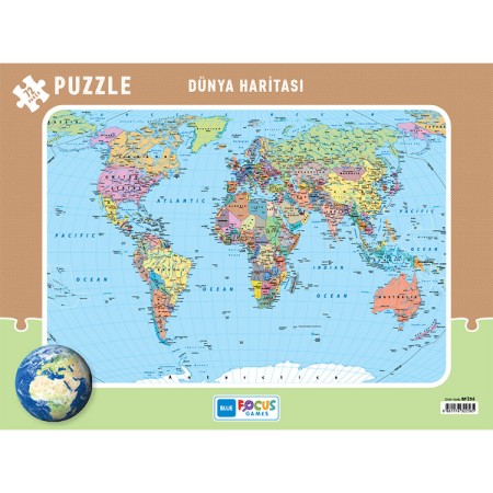 Blue Focus Dünya Haritası Puzzle 72 Parça