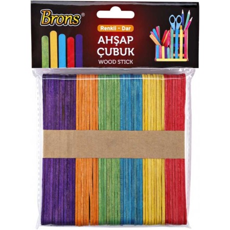 Brons Ahşap Dil Çubuk Büyük Renkli 50'li 150*18 mm