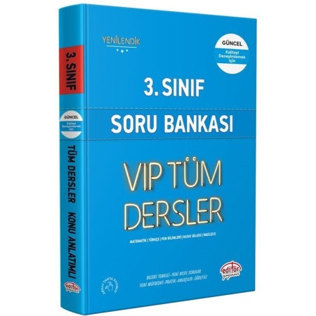 Editör Yayınevi 3. Sınıf VIP Tüm Dersler Soru Bankası Mavi Kitap