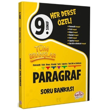 Editör Yayınları 9. Sınıf Paragraf Tüm Branşlar Soru Bankas