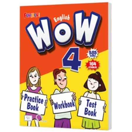 Kurmay Yayınları Wow 4 English Practice Book + Workbook + Test Book Wow English