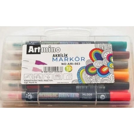 Artmino Akrilik Marker 12 li Çift Taraflı Kalem No : 563 