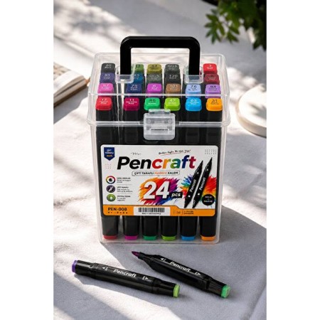 Pencraft Çift Taraflı Marker Kalem 24 Renk Pen-008 Pencraft Çift Taraflı Marker Kalem 24 Renk Pen-008