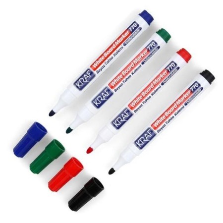 Kraf 770 Doldurulabilir Beyaz Yazı Tahtası Kalemi 4'LÜ PK (Yuvarlak Uçlu)