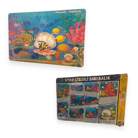  Lilart Kids Siyah Çizgili Sarı Balık 3+ Yaş Orta Boy Puzzle 99