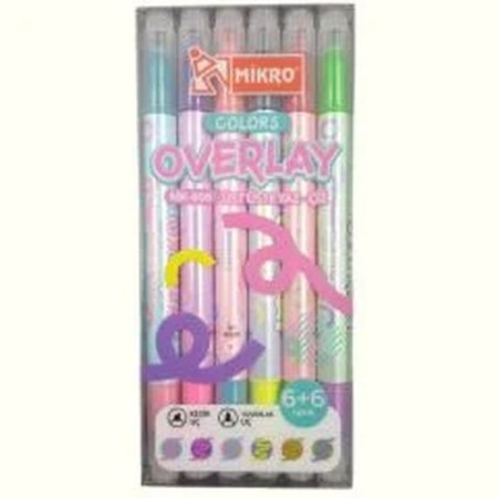 Mikro Mk-606-24 Overlay Fosforlu Kalem 6 lı.