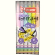 Mikro Silinebilir fosforlu işaretleme kalemi 6 Renk MK-610.