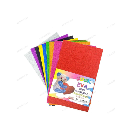 Çook 20x30 Yapışkanlı Simli Eva 10 Renk Karışık