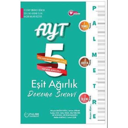 Palme Yayınları AYT Palmetre Eşit Ağırlık 5 Deneme Sınavı 1. Dönem