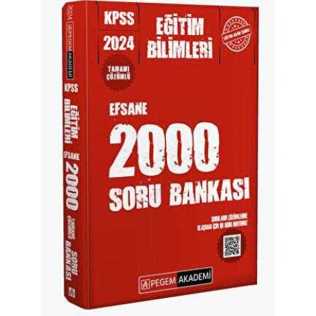 Pegem Akademi Yayıncılık 2024 KPSS Eğitim Bilimleri Çözümlü Efsane 2000 Soru Bankası