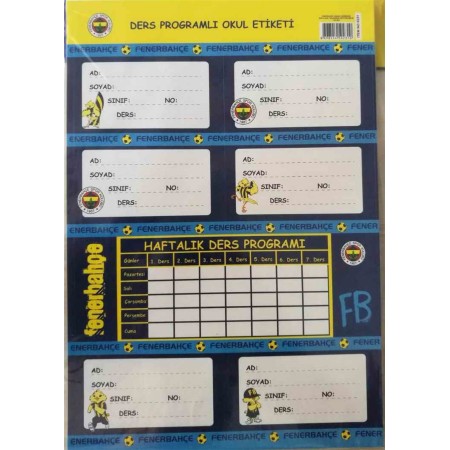 Fenerbahçe Ders Proğramlı Etiket Adedi