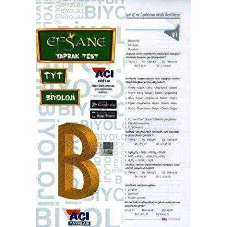 Açı Yayınları TYT Biyoloji Efsane Yaprak Test