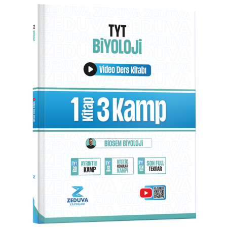 Kr Akademi Yayınları Zeduva Yayınları Biosem TYT Biyoloji 1 Kitap 3 Kamp Video Ders Kitabı